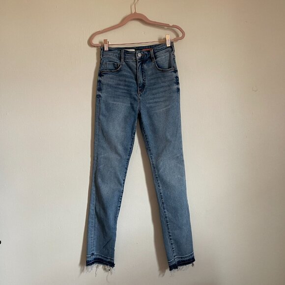 Anthropologie | Pilcro The Cigarette Slim Straight Medium Wash Frayed Hem Jeans - Picture 5 of 11